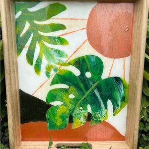 Custom Hand Painted Serving Tray 13”x16” foliage boho